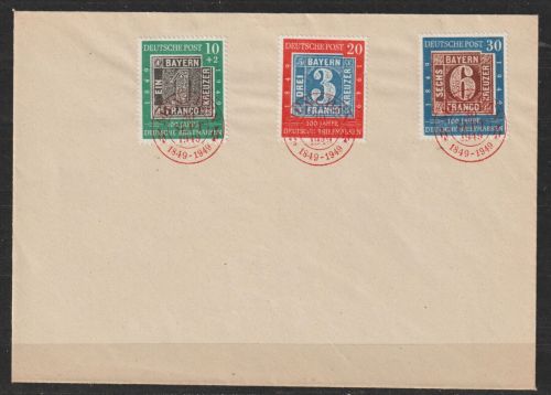 Bund / BRD Nr. 113-115 auf FDC, Ersttagsbrief mit rotem Ersttagssonderstempel