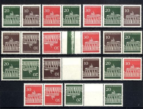 Bund, Zusammendruck W 24-28 / K 7-9 / KZ 5-7 postfrisch aus H-Bl. 17-19 / MH12-14