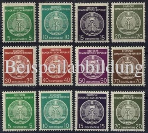 DDR Dienstmarken Dienst A: 34-41 A + 34-37 B kompletter Satz postfrisch
