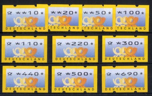 Bund, ATM 3.3 VS1 / TS1 postfrisch Versandstellen-Satz Postemblem