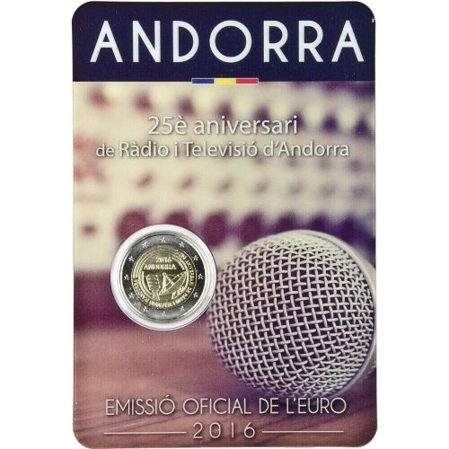 ANDORRA 2 Euro 2016 - 25 Jahre Radio und Fernsehen - original OVP in Coincard
