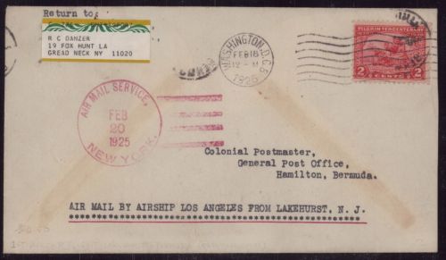 Zeppelin Brief LZ 126 (ZR3) Lakehurst-Hamilton (Bermuda) Sieger 20 M