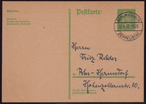 Zeppelin Postkarte LZ 127 Deutschlandfahrt Auflieferung Berlin-Staaken Sieger 68