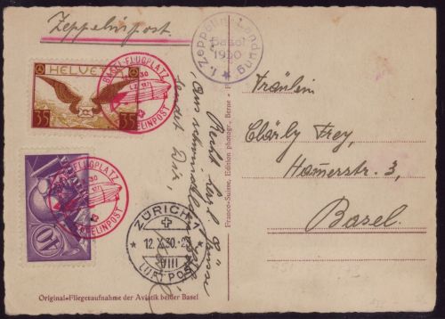 Zeppelin Postkarte LZ 127 Kurzfahrt in die Schweiz 1930 Sieger 95