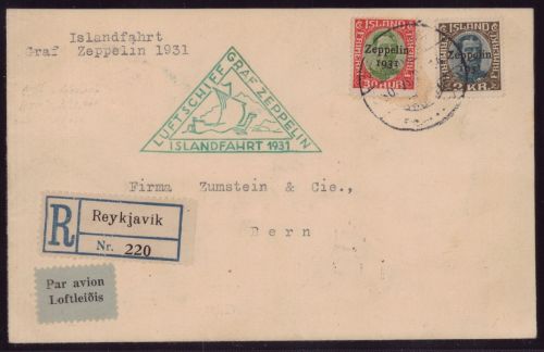 Zeppelin Brief LZ 127 Islandfahrt Isländische Post 1931 Sieger 114 D