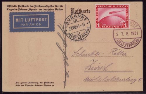 Zeppelin Postkarte LZ 127 Fahrt nach Münster und Essen 1931 Sieger 123 B