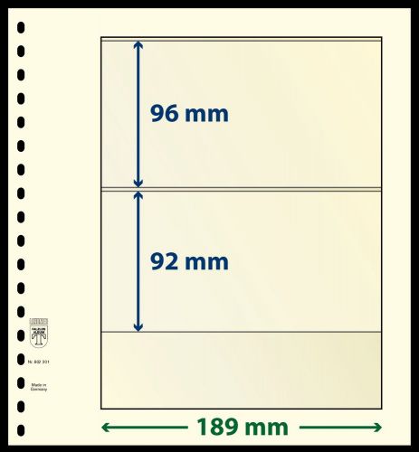 10 LINDNER-T Blanko-Blätter mit 2 Streifen: 96 mm | 92 mm