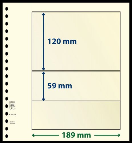 10 LINDNER-T Blanko-Blätter mit 2 Streifen: 120 mm | 59 mm