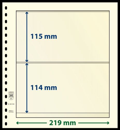 10 LINDNER-T Blanko-Blätter mit 2 Streifen: 115 mm | 114 mm