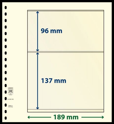 10 LINDNER-T Blanko-Blätter mit 2 Streifen: 110 mm | 122 mm