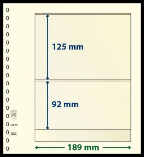 10 LINDNER-T Blanko-Blätter mit 2 Streifen: 125 mm | 92 mm