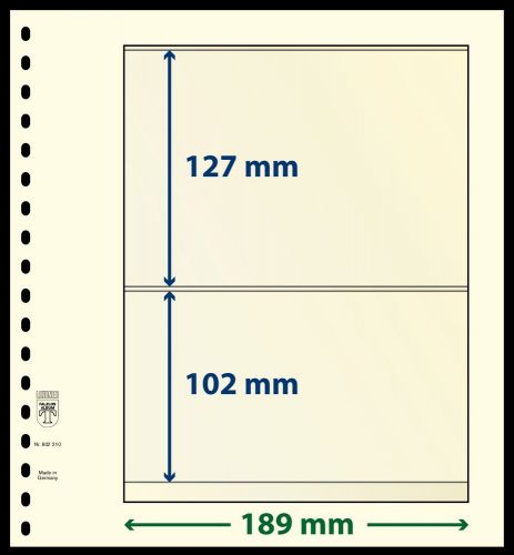 10 LINDNER-T Blanko-Blätter mit 2 Streifen: 127 mm | 102 mm