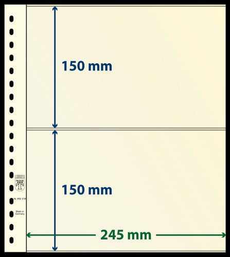 10 LINDNER-T Blanko-Blätter mit 2 Streifen: 150 mm - Ohne Rahmen (max. 245 mm)