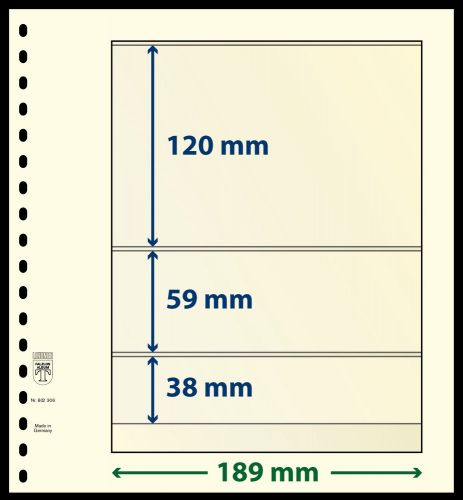 10 LINDNER-T Blanko-Blätter mit 3 Streifen: 120 | 59 | 38 mm