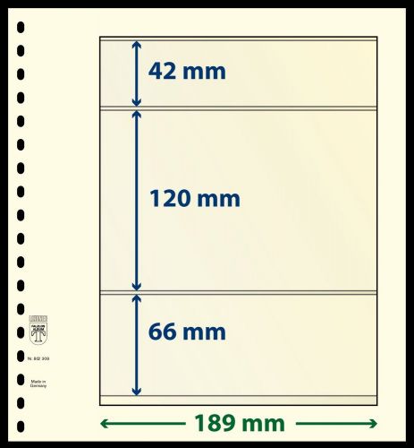 10 LINDNER-T Blanko-Blätter mit 3 Streifen: 42 | 120 | 66 mm