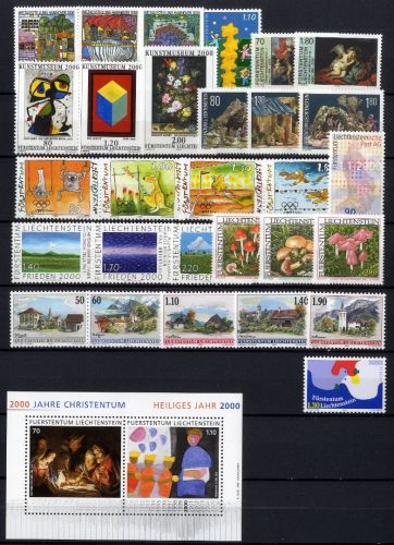 LIECHTENSTEIN LT Jahrgang 2000 postfrisch komplett inkl. Blocks + Selbstklebende