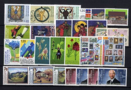 LIECHTENSTEIN LT Jahrgang 2002 postfrisch komplett inkl. Blocks + Selbstklebende