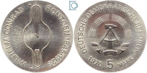 DDR 5 Mark 1970 - Wilhelm Conrad Röntgen - stempelglanz - J.1530