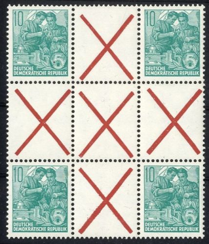 DDR Zusammendrucke Herzstück HZ 8 postfrisch aus Markenheftchenbogen