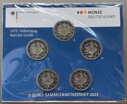 BRD 5 x 2 EURO 2023 st - ADGFJ - Karl der Große - OVP Blister