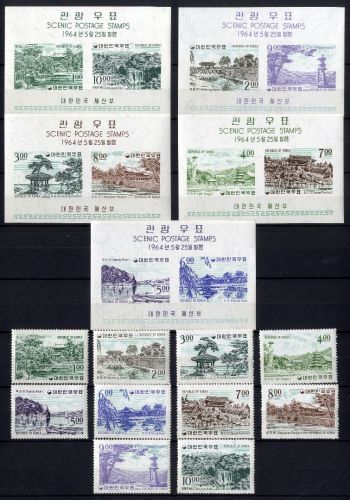 Korea-Süd 1964 - MiNr. 426-35 + Block 186-190 postfrisch - Historische Stätten