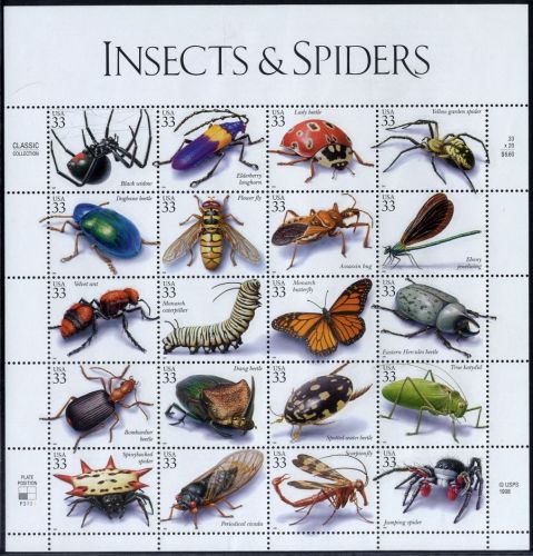 USA 1999 - Zusammendruck Bogen MiNr. 3192-3211 postfrisch - Insekten & Spinnen