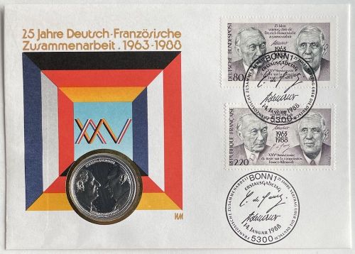 BRD Numisbrief Medaille | Deutsch-Französische Zusammenarbeit 1988 | Worbes 161