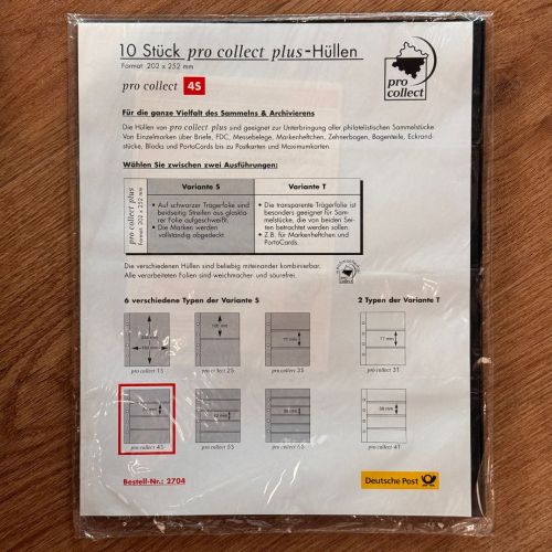 Deutsche Post pro collect PLUS Hüllen 4S - 4 Streifen, 58mm Abstand - in OVP
