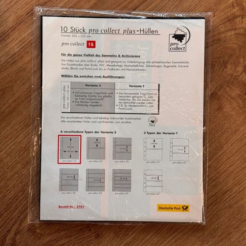 Deutsche Post pro collect PLUS Hüllen 1S - 1 Streifen, 245mm Abstand - in OVP