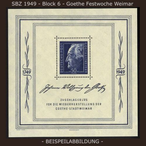 SBZ 1949 - Block 6 postfrisch - Goethe-Festwochen Weimar