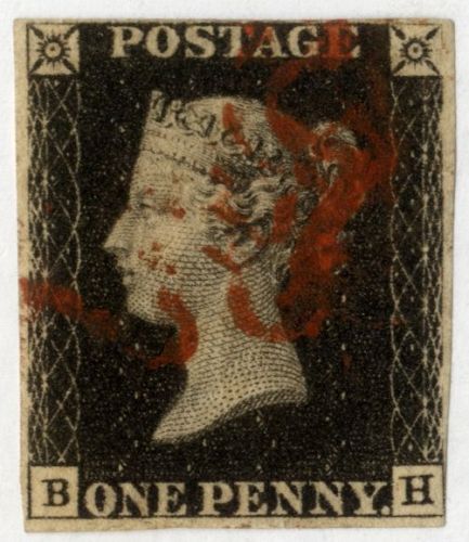 Großbritannien Nr. 1 gestempelt B-H - One Penny Black erste Briefmarke der Welt