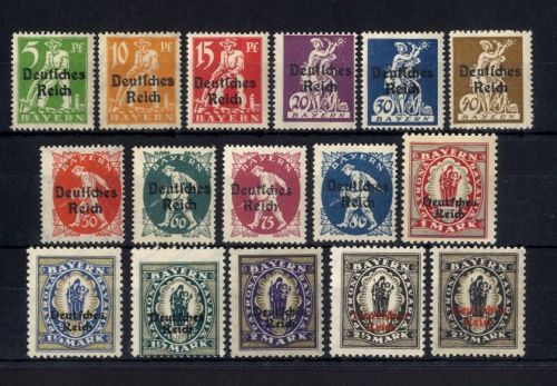 Deutsches Reich 119-133 mit 133 I + II postfrisch - Bayern Abschied Überdrucke