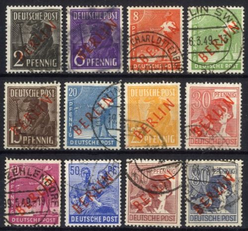 Berlin, Michel Nr. 21-32 gestempelt - Rotaufdruck