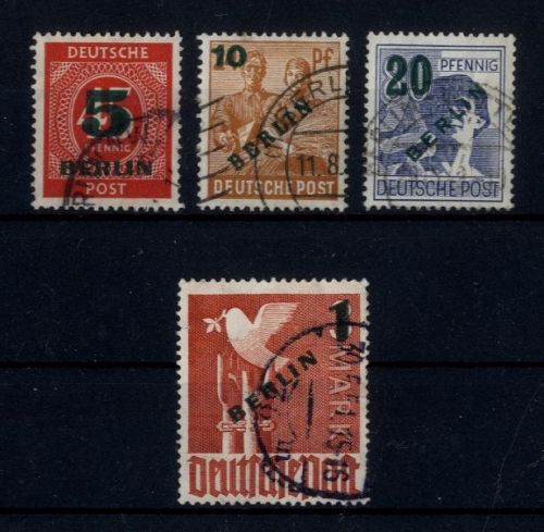 Berlin, Michel Nr. 64-67 gestempelt - Grünaufdruck