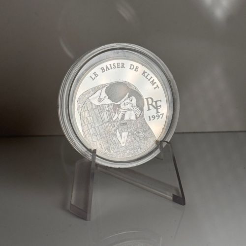 FRANKREICH 10 Francs 1996 - Der Kuss v. Gustav Klimt - 900 Silbermünze PP