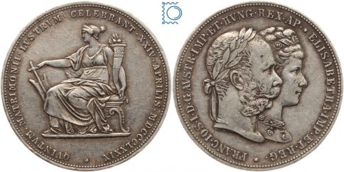 Österreich 1879 - Franz Joseph I. + Sissi Silberhochzeit - 2 Gulden