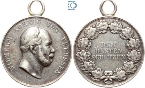 Schieß-Preismedaille Kaiser und König Wilhelm I. 1861 - Version zu 2 Talern (34 mm 29,6 g)