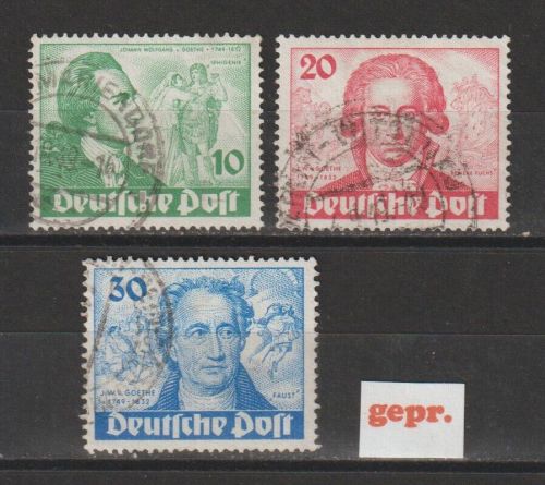 Berlin 1949, Michel Nr. 61-63 gestempelt, geprüft Schlegel BPP - Goethe