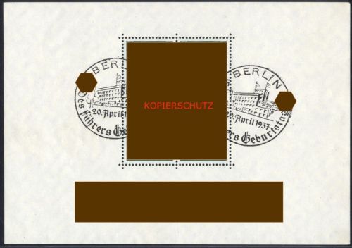 Deutsches Reich Block 7 gestempelt - SST BERLIN Geburtstag des Führers 1937