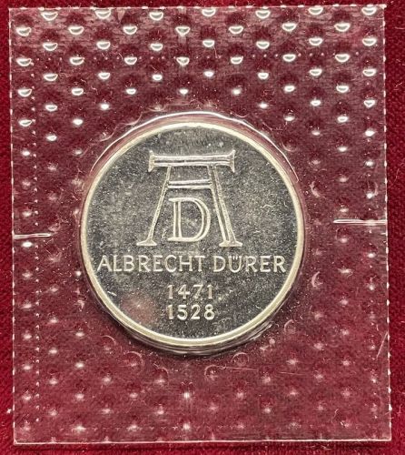 5 DM PP - Albrecht Dürer 1971 - Polierte Platte in original Noppenfolie