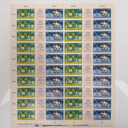 DDR, MiNr. 2345-2346 DV WPD 1 Zähnung C kompletter Bogen FNr 1 postfrisch Druckvermerk
