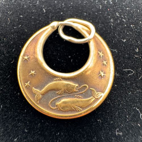 8 KARAT GOLD Anhänger FISCHE - 333 | 2,94 g - Sternzeichen Tiere - 20mm ⌀