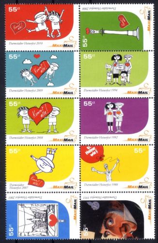 MaxiMail Privatpost Darmstadt HEINERFEST 2010 Zusammendruck Satz postfrisch