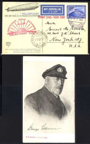 Zeppelin Postkarte LZ 127 Polarfahrt 1931 Bordpost Malygin Sieger 119 C