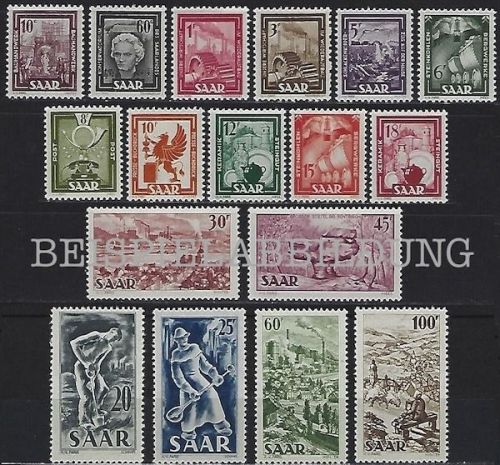 Saarland, Michel Nr. 272-288 postfrisch - Freimarken