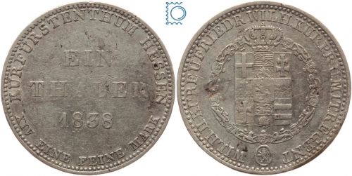Hessen Kassel, Taler 1838, Wilhelm II. u. Friedrich Wilhelm, s-ss | Variante!