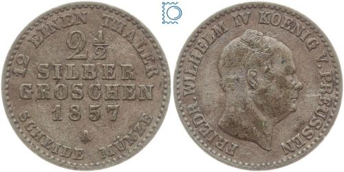 Brandenburg-Preussen, 2 1/2 Silbergroschen 1857 A, Friedrich Wilhelm IV. 1840-1861