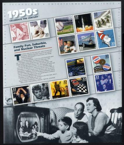 USA Block 47 / MINr. 3123-3137 postfrisch - Celebrate the Century 1950s
