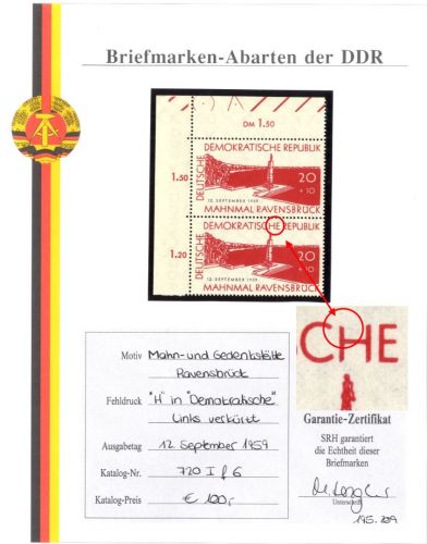 DDR, MiNr. 720 PLF I f6 postfrisch - Plattenfehler - SELTEN!