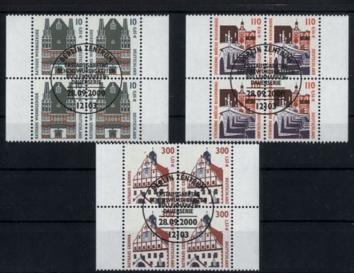 Bund Nr. 2139-2141 Viereblock gestempelt - Vollstempel Ersttag BERLIN
